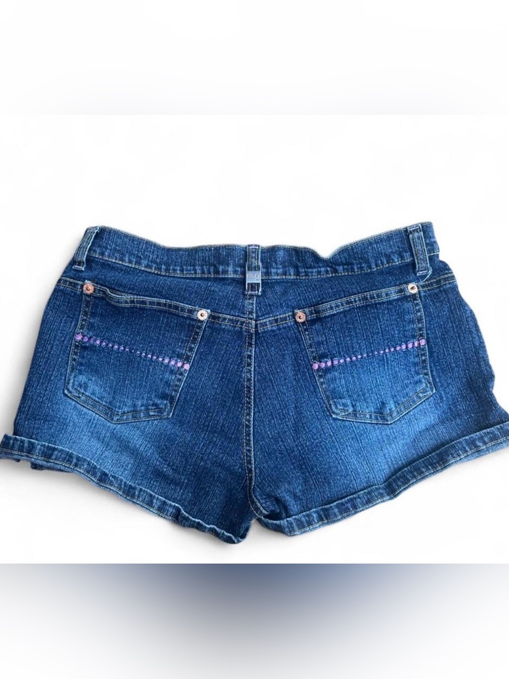 Y2K GLO Low Rise Denim Micro Shorts Pink Embroidered Booty Shorts 9 mcbling Vtg